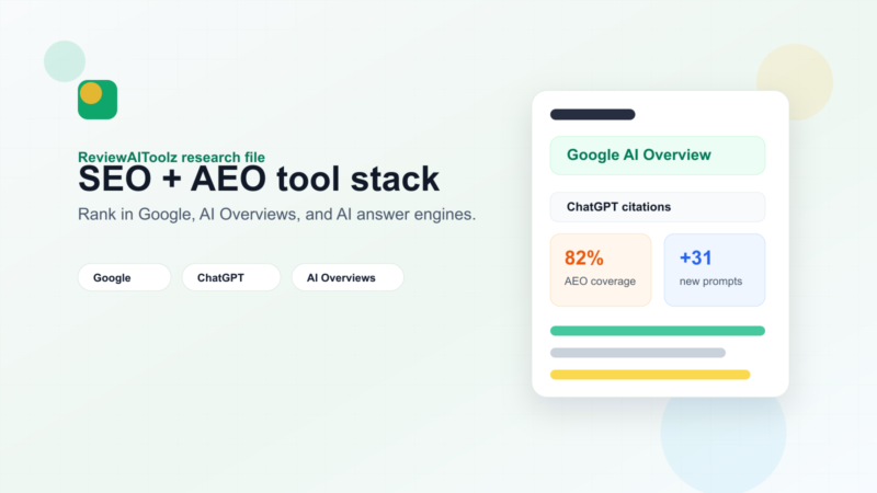 AI tools for SEO and AEO 2026 comparison cover for Google AI Overviews and ChatGPT visibility