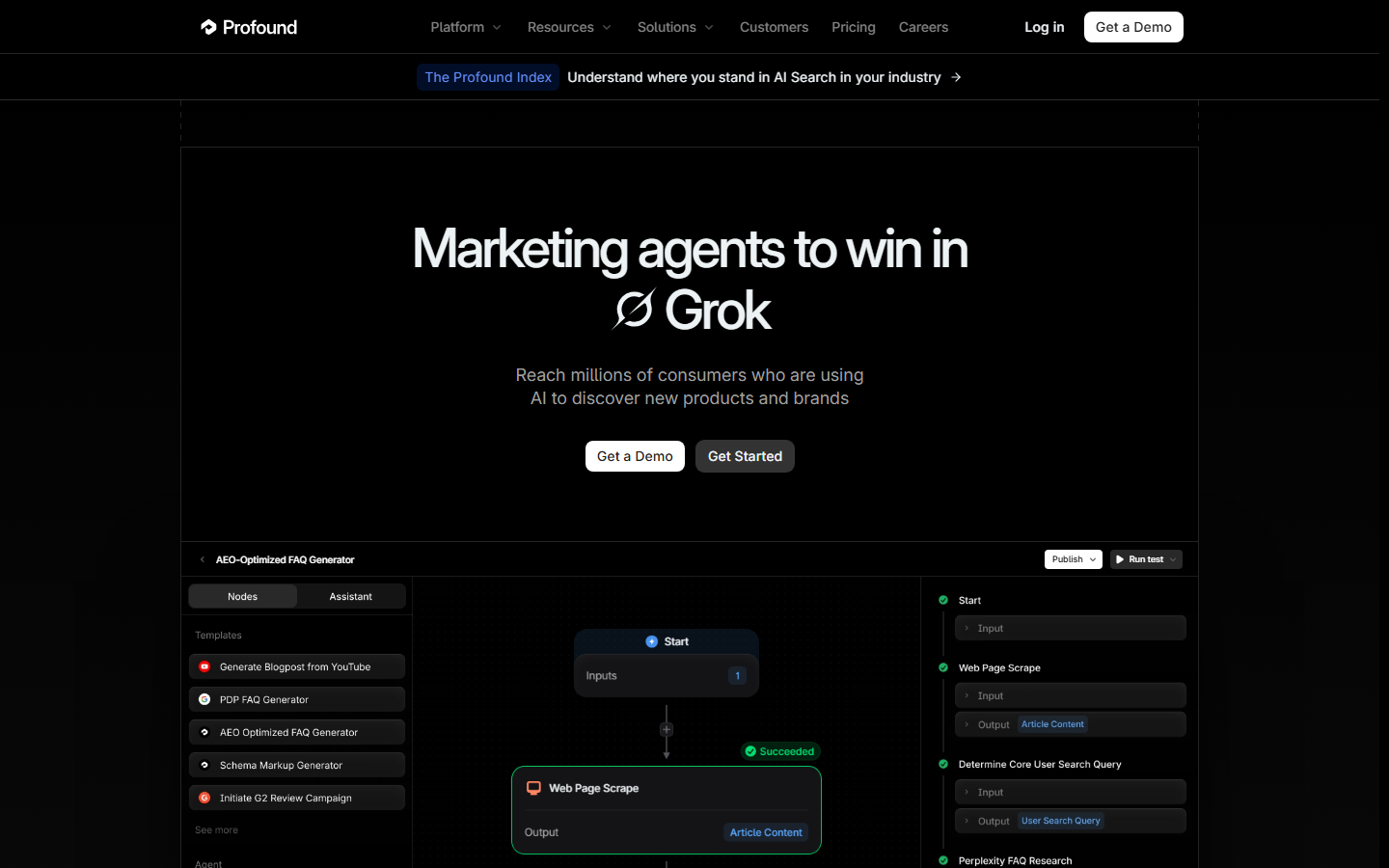 Profound AI Search optimization and answer engine visibility platform screenshot