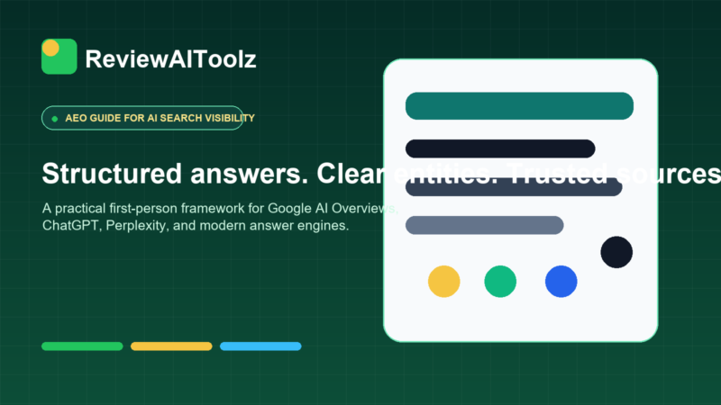 Answer Engine Optimization AEO guide featured image for ReviewAIToolz