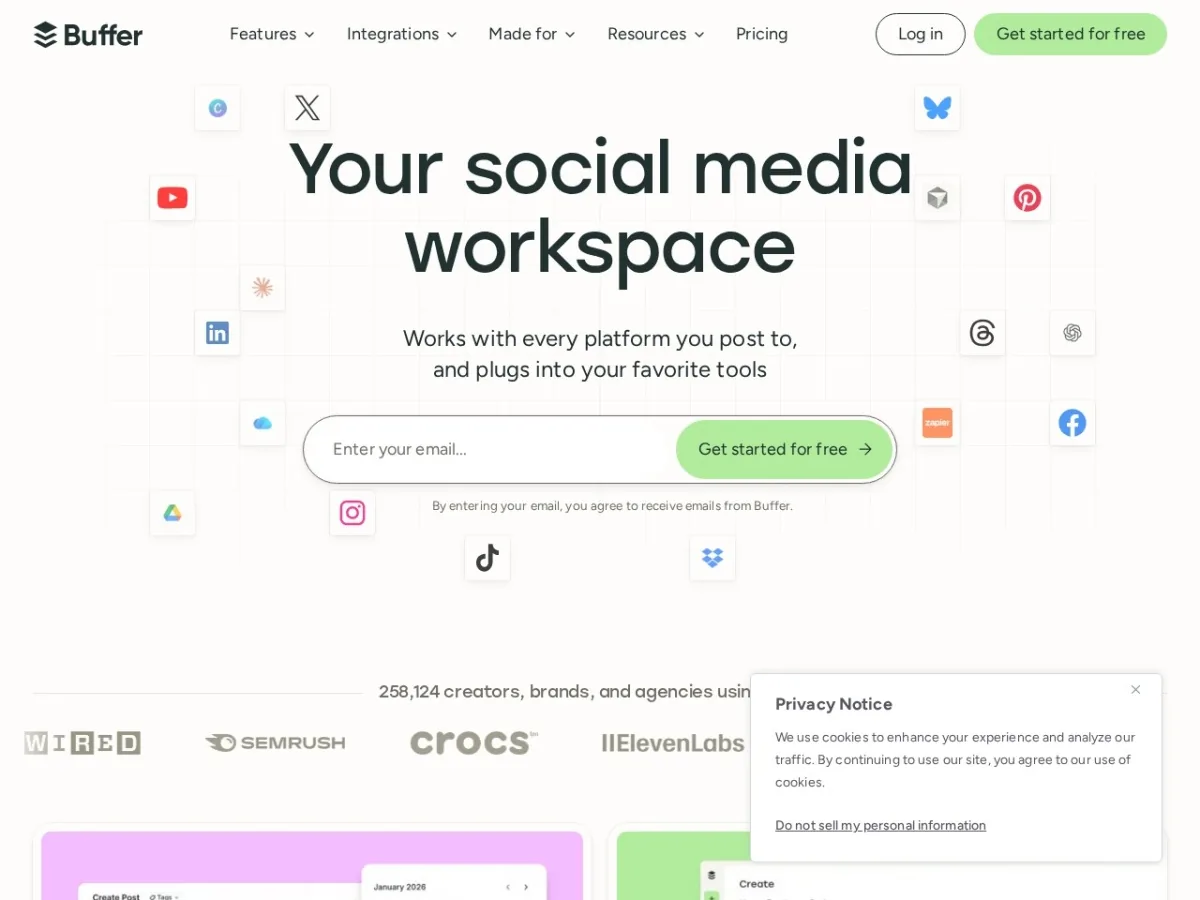 Buffer social media management platform preview