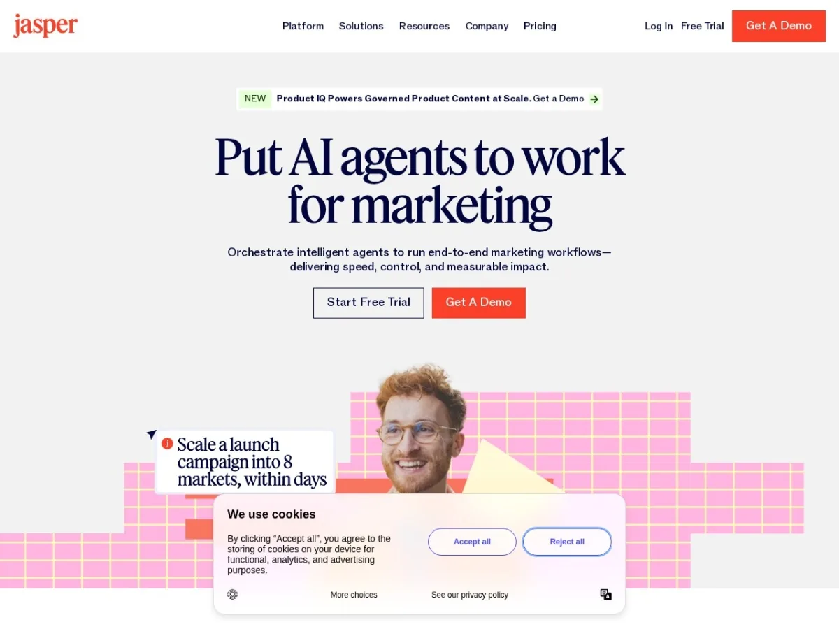Jasper AI marketing platform homepage preview